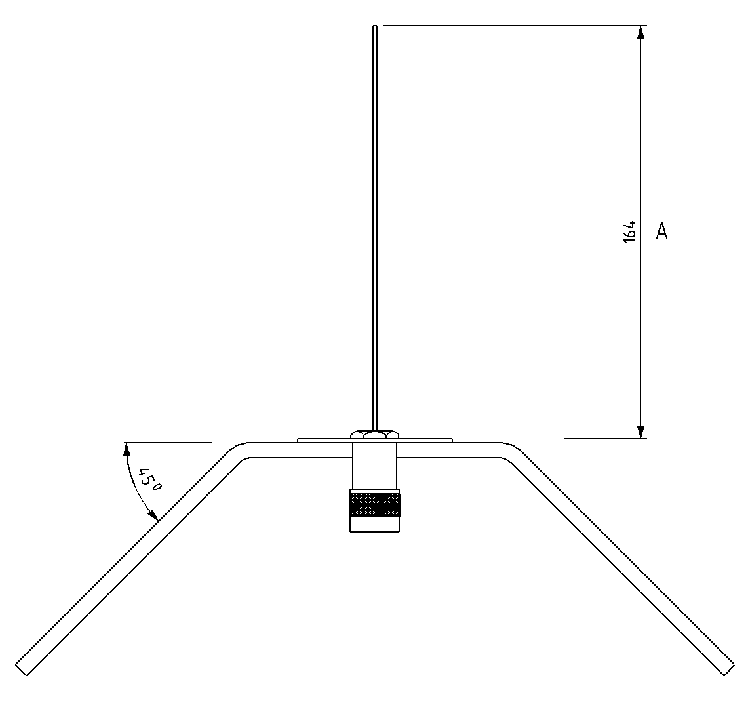Fig 3   Complete 435MHz 1/4 wave ground plane assembly
