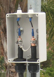 Photo#1 Junction box (Ladder line - twin heliax interface)